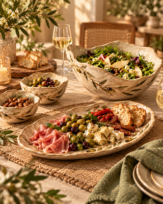 Olive Branch Ceramic Salad & Serving Set