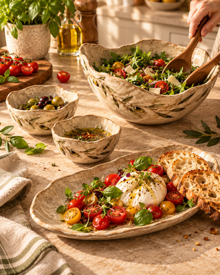 Olive Branch Ceramic Salad & Serving Set